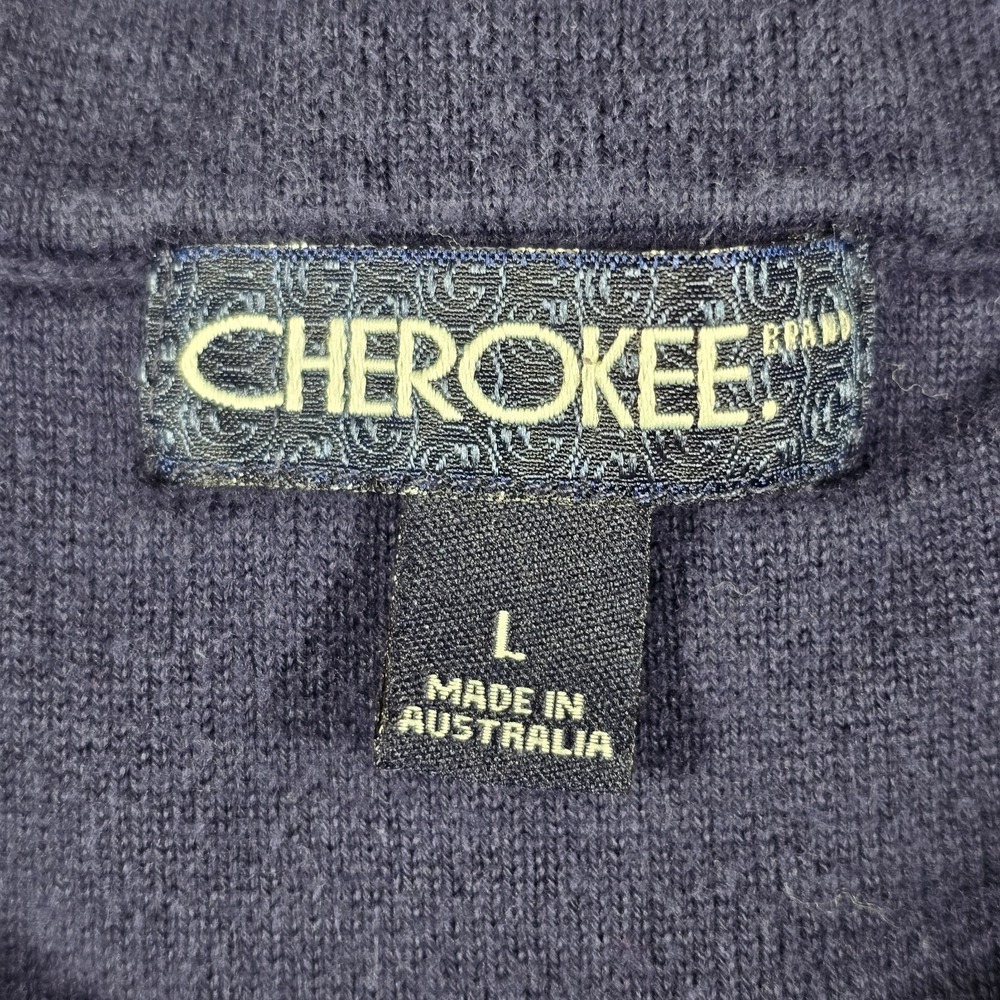 Cherokee Sweater Mens Large Navy Blue Cotton Knit Pullover Crew Neck Long Sleeve - Picture 3 of 9